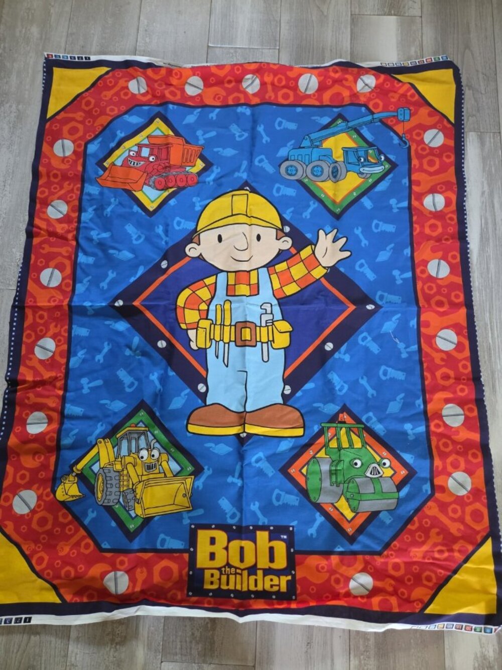 Vintage Bob the Builder Kids Childrens Quilt Panel Fabric Cranston